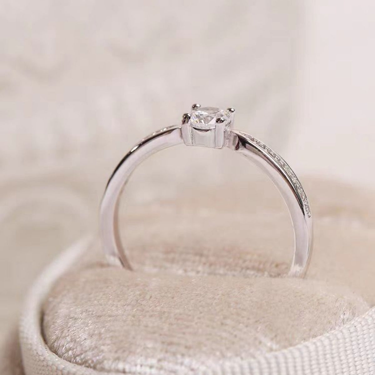 Sterling Silver Moissanite Ring in Silver - women's ring