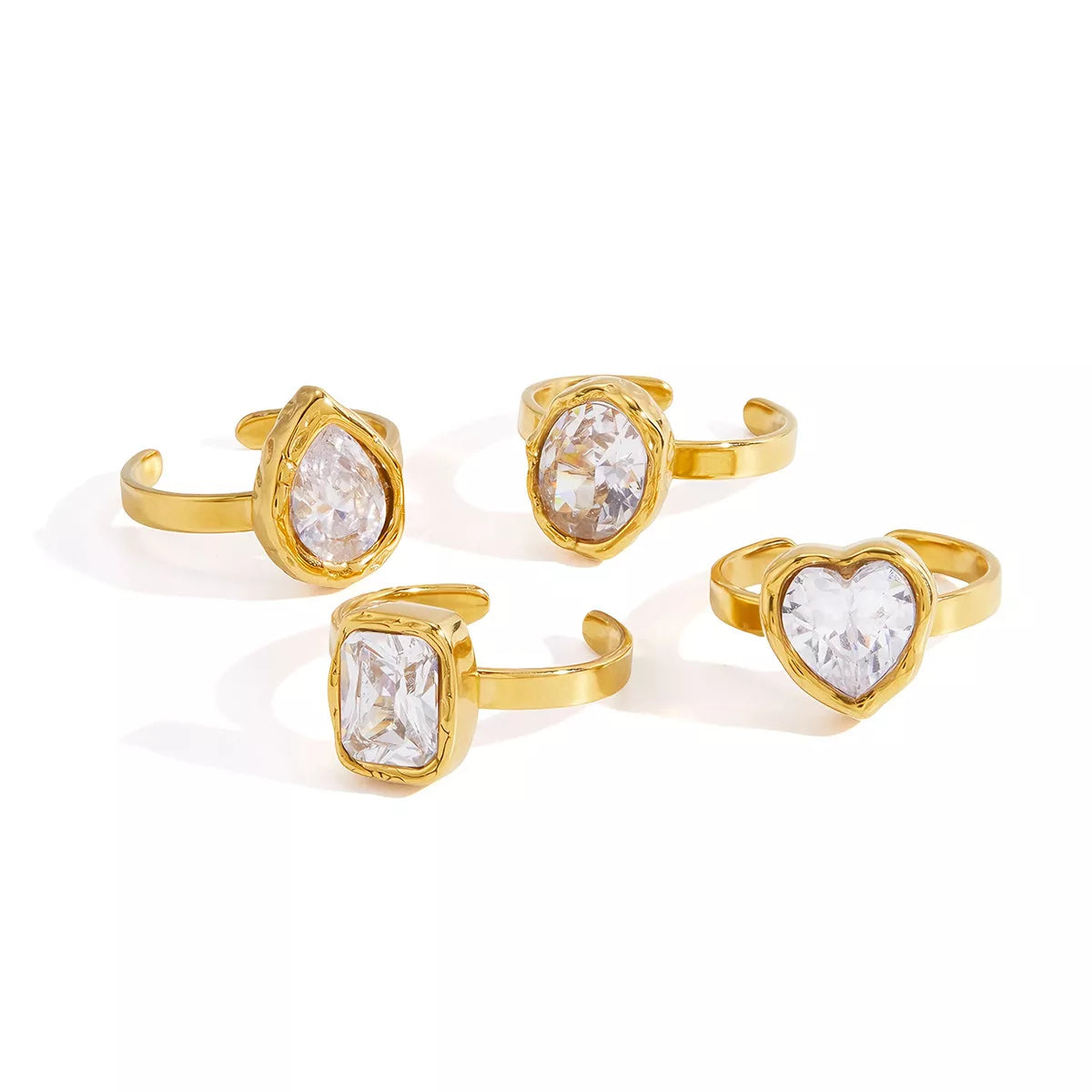 4 Piece 18K Gold-Plated Zircon Ring - alternate ring view