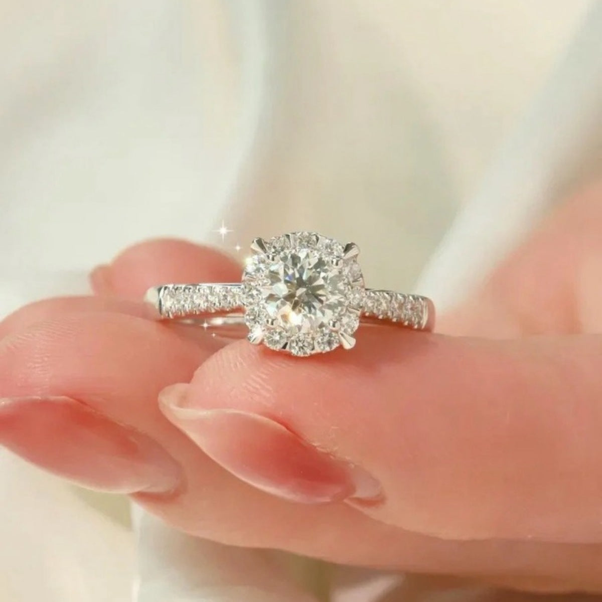 1 Carat Moissanite Sterling Silver Ring in Silver - women's ring