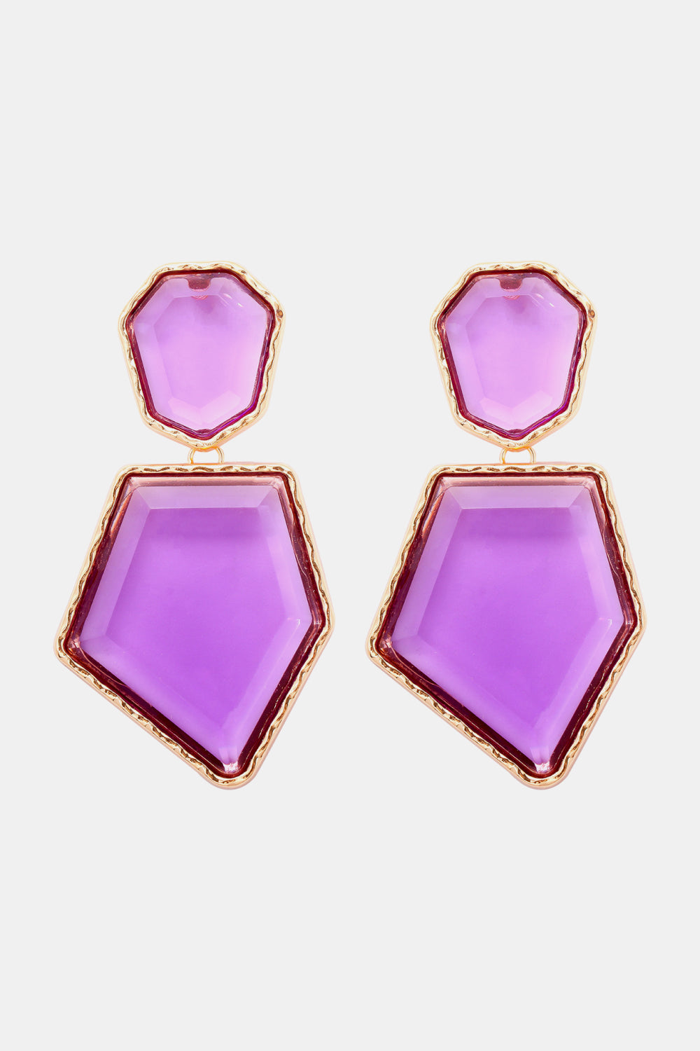 Geometric Shape Zinc Alloy Frame Resin Dangle Earrings - alternate earring view