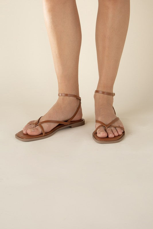 Ankle Strap Thong Flat Sandals