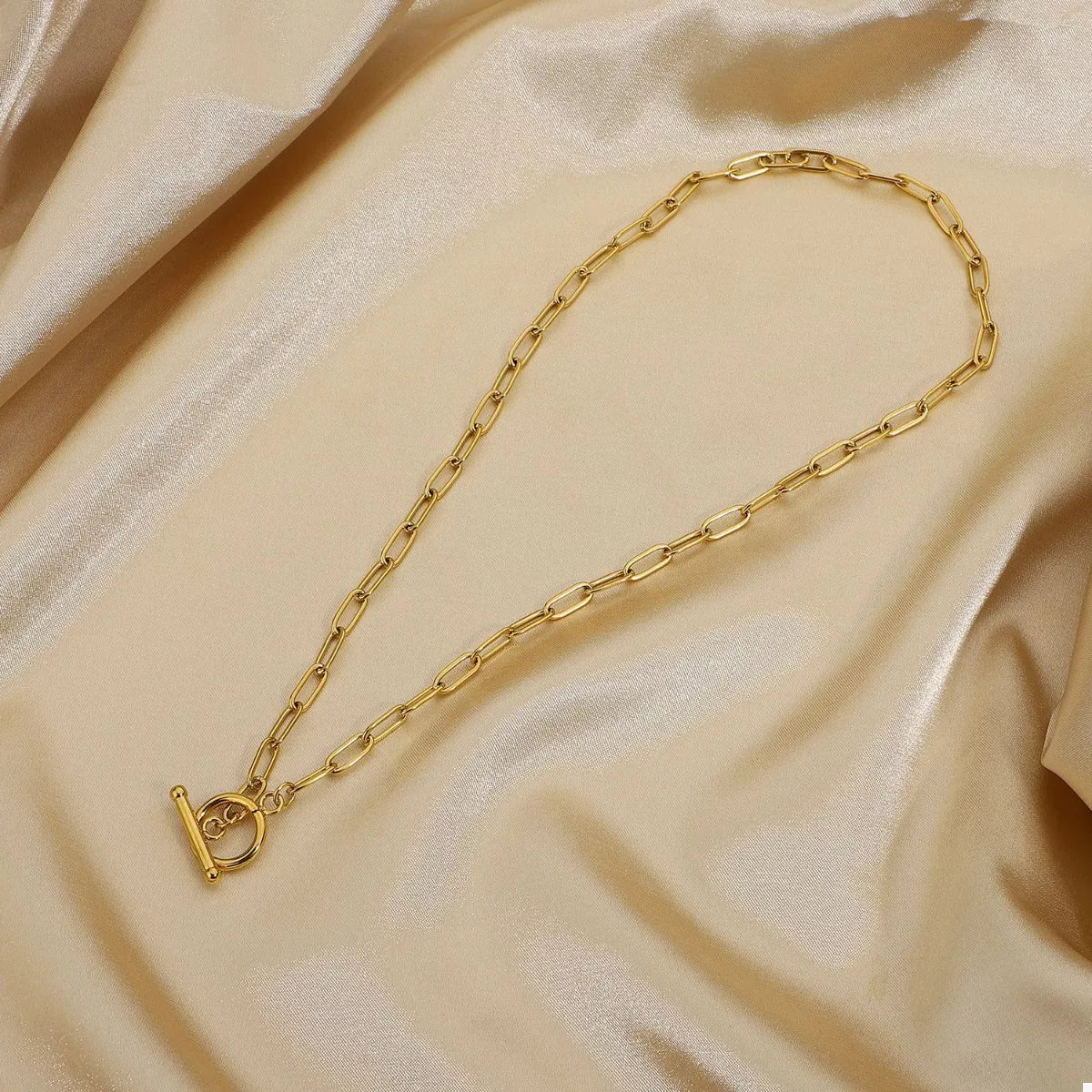 18K Gold-Plated Chain Link Toggle Clasp Necklace - alternate necklace view