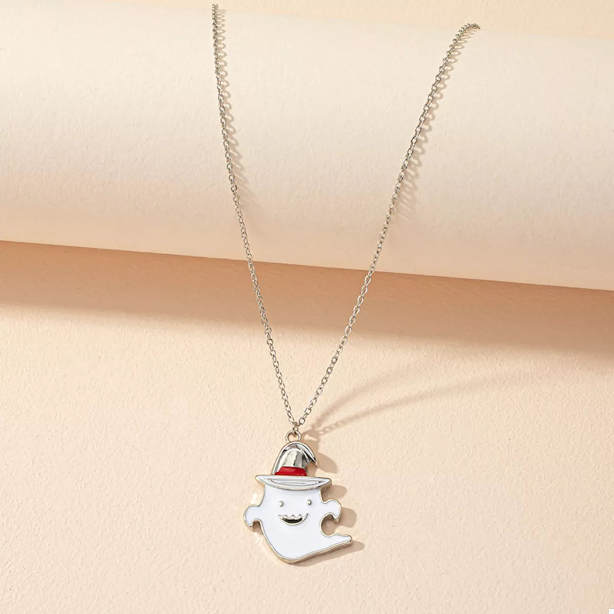 Halloween Cute Ghost Pendant Necklace in Silver - women's pendant necklace