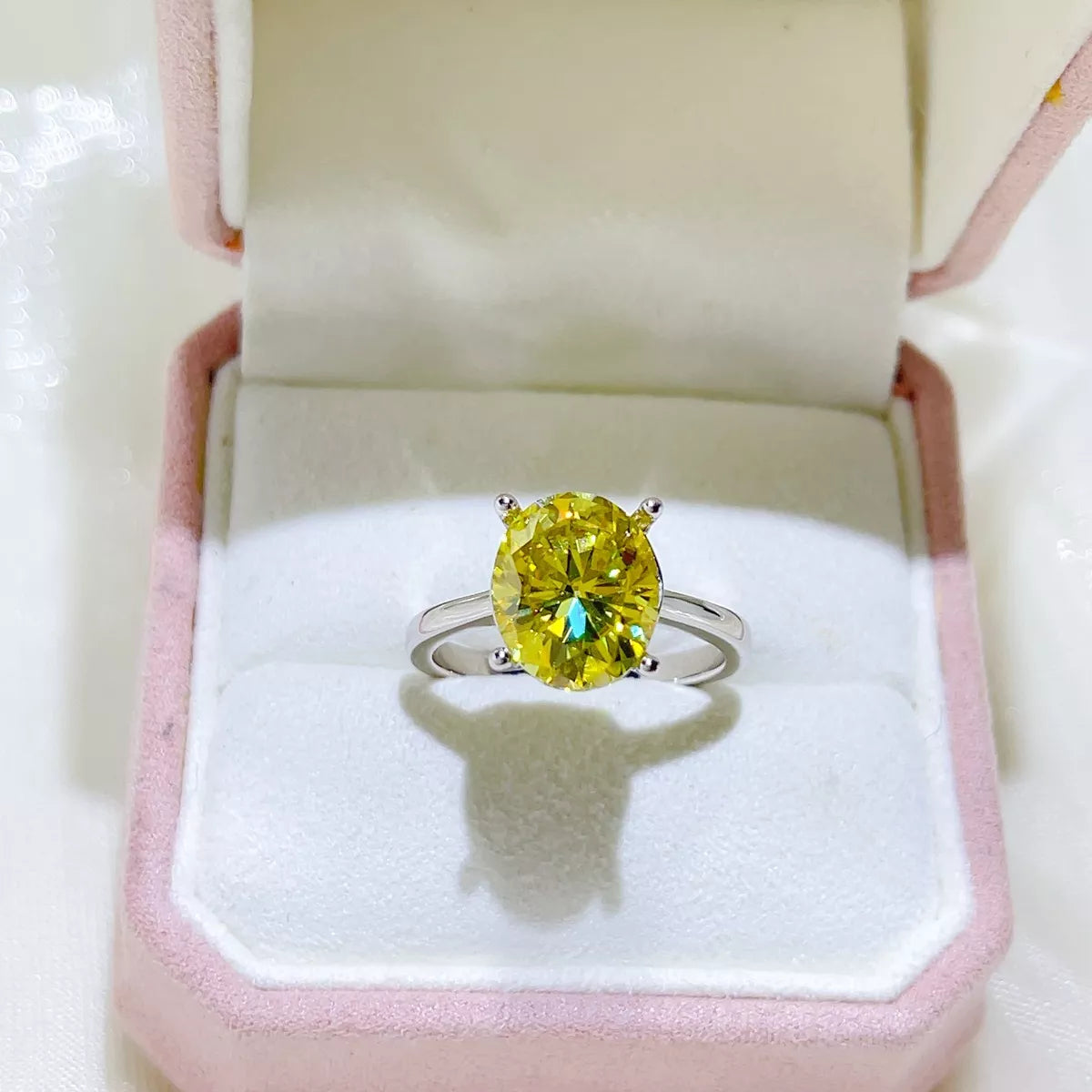 5 Carat Sterling Silver Moissanite Ring in Light Yellow - women's ring