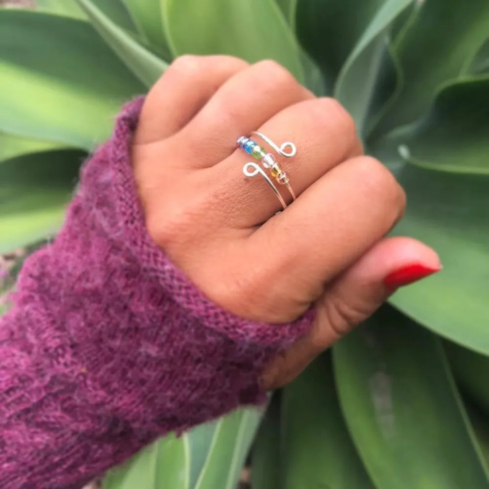 Sterling Silver Bead Wrap Ring - alternate ring view