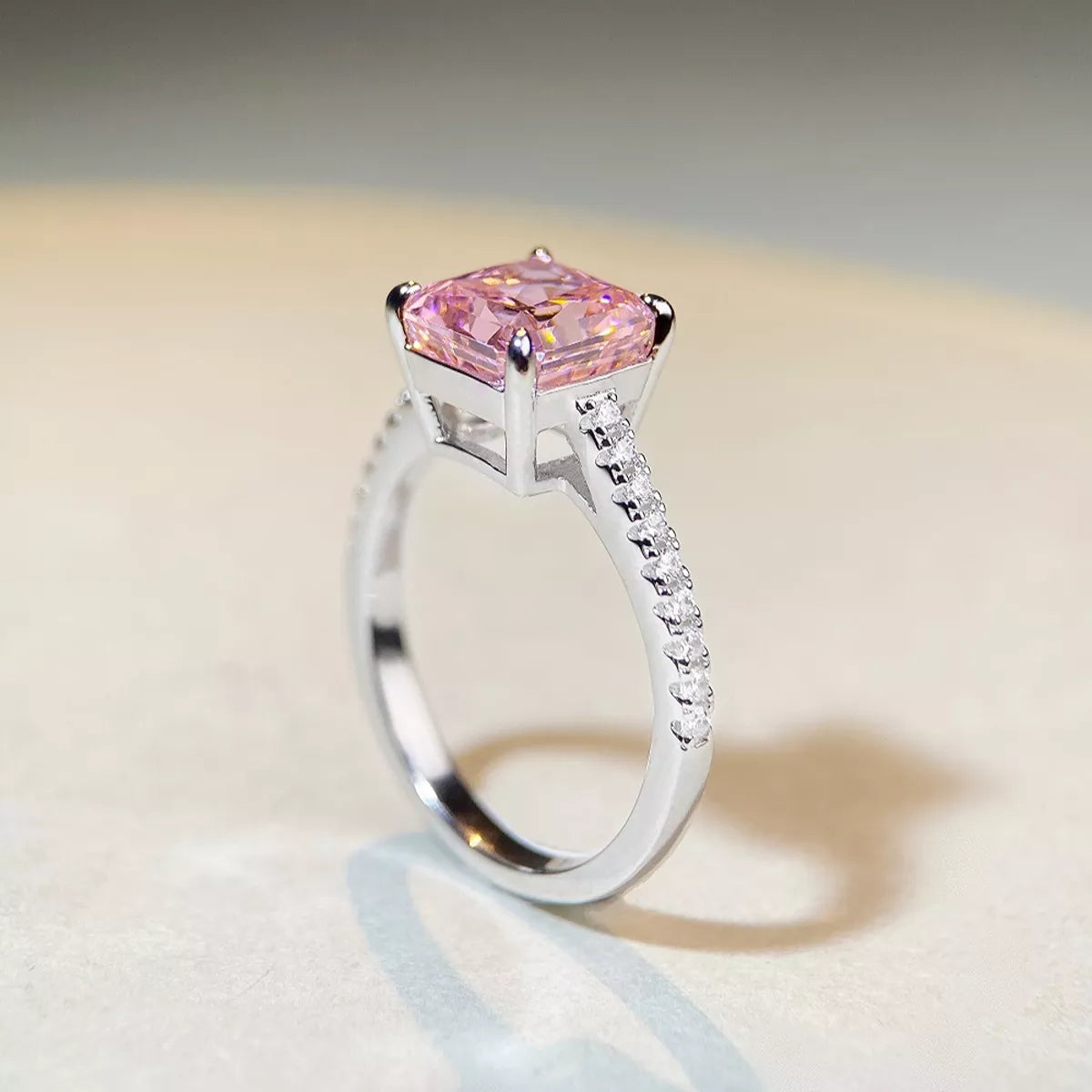 Sterling Silver Zircon Square Ring - alternate ring view