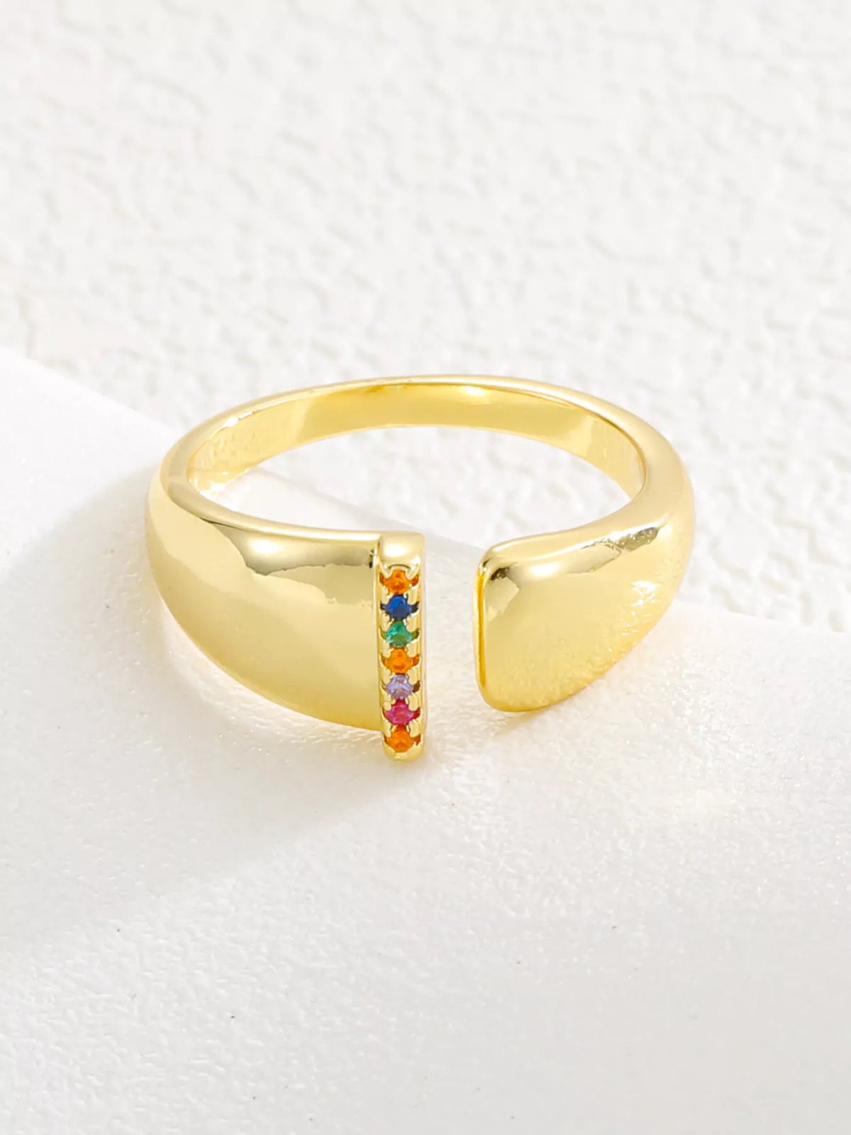 18K Gold-Plated Zircon Letter Ring in L - women's ring