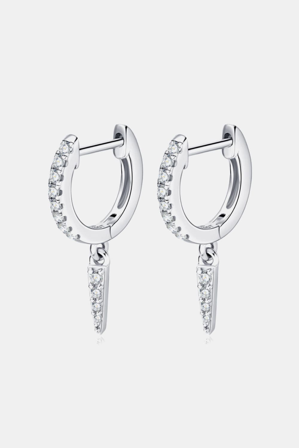 Moissanite Sterling Silver Huggie Drop Earrings in Gold - women's huggie earrings