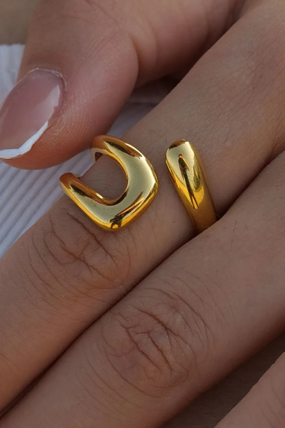 18K Gold-Plated Geometric Gold Twisted Open Ring in Gold - women's open ring