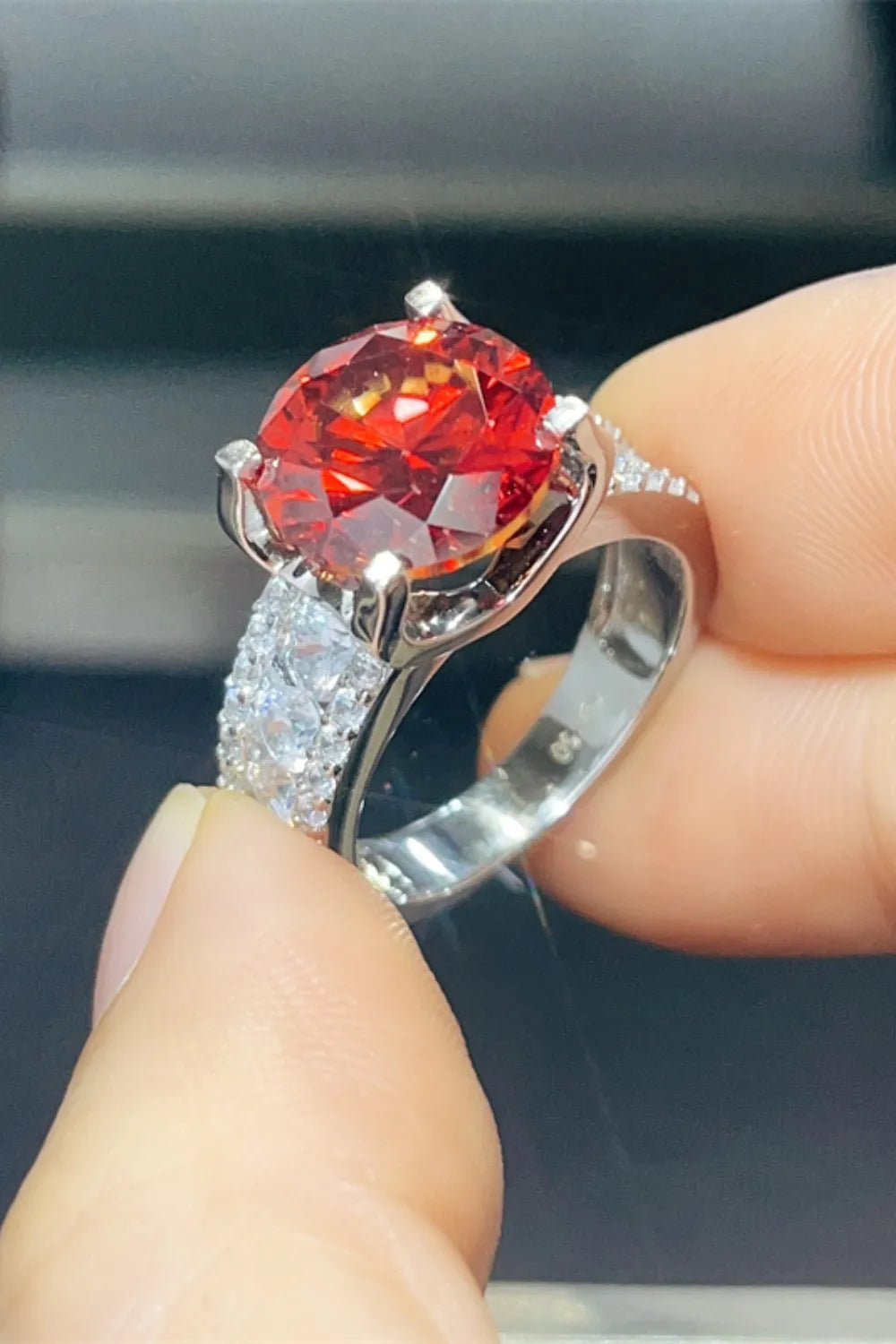 5 Carat Moissanite Sterling Silver Ring in Scarlet - women's ring