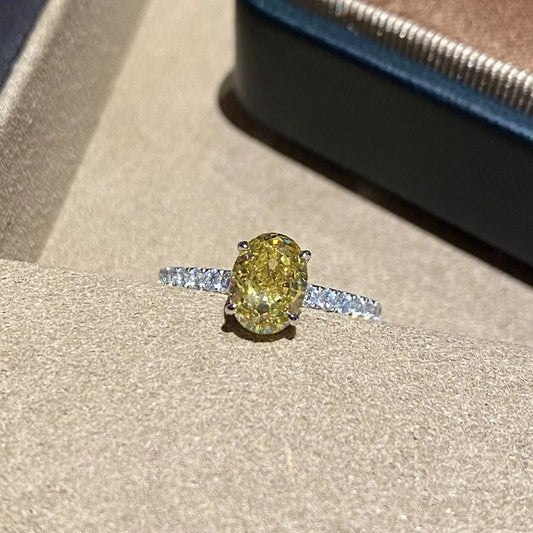 Copper Zircon Oval Ring in Yellow - women's ring