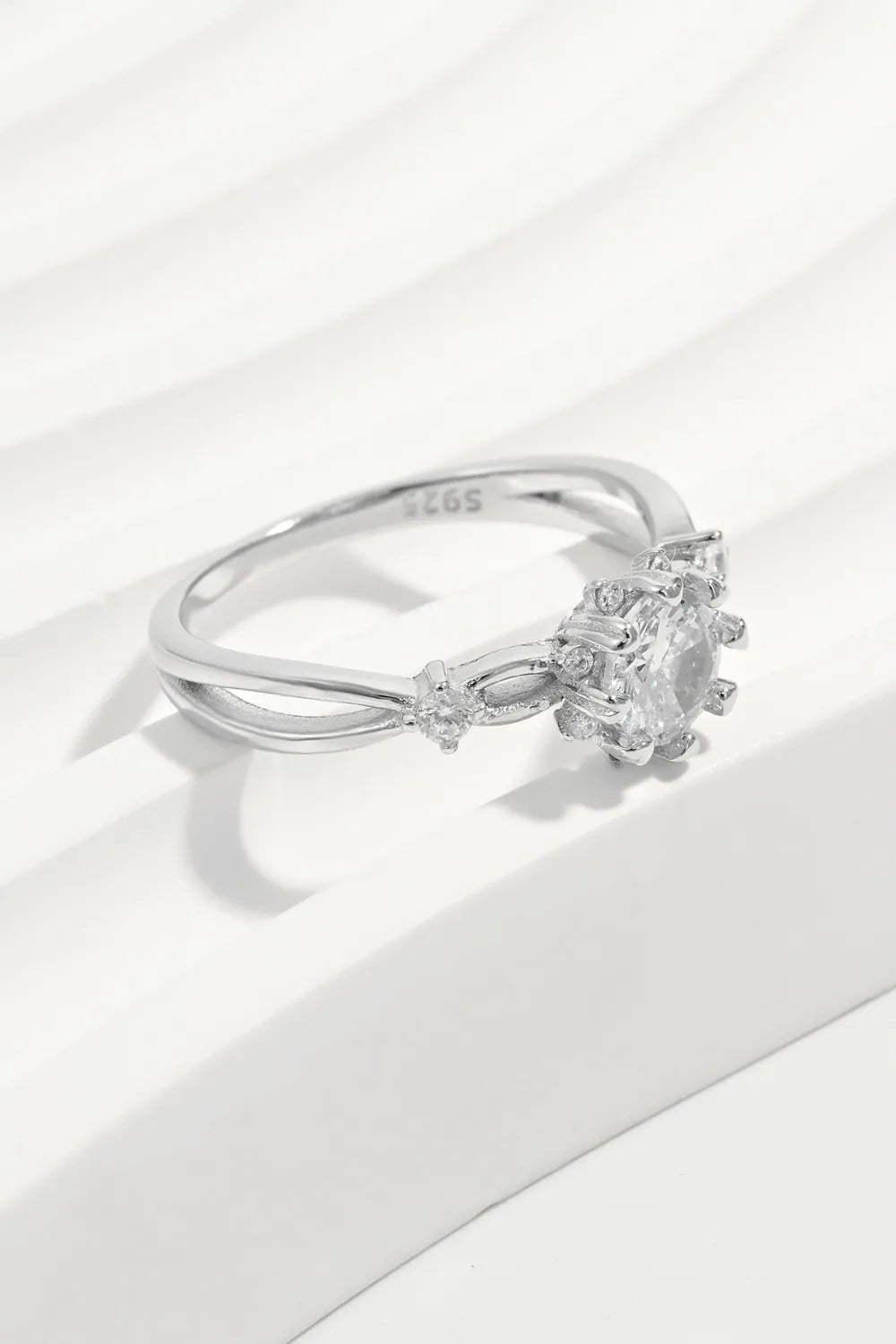 Sterling Silver Inlaid Zircon Ring in Silver - women's ring