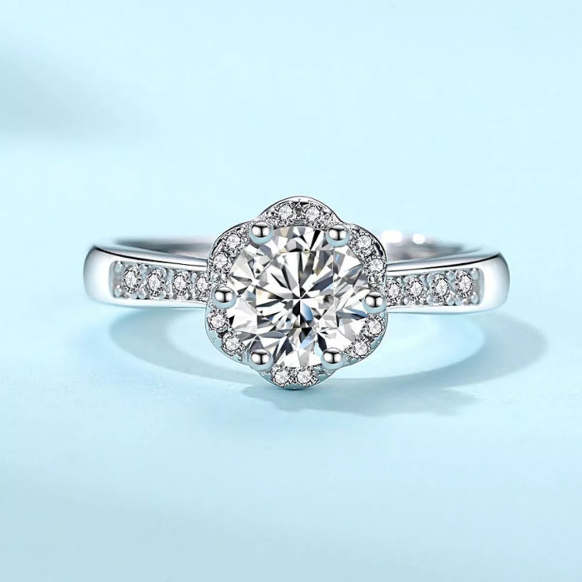 1 Carat Moissanite Sterling Silver Ring - alternate ring view