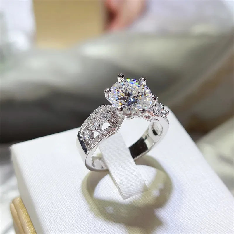 3 Carat Sterling Silver Moissanite Ring in Silver - women's ring