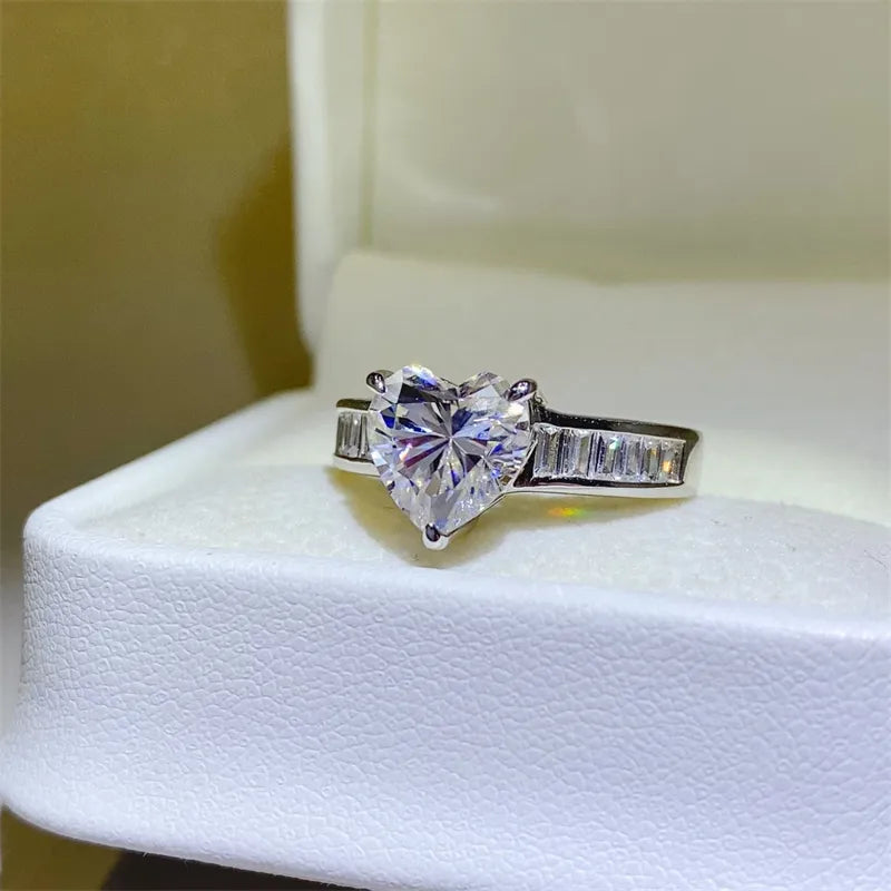 3 Carat Moissanite Sterling Silver Ring in Silver - women's ring