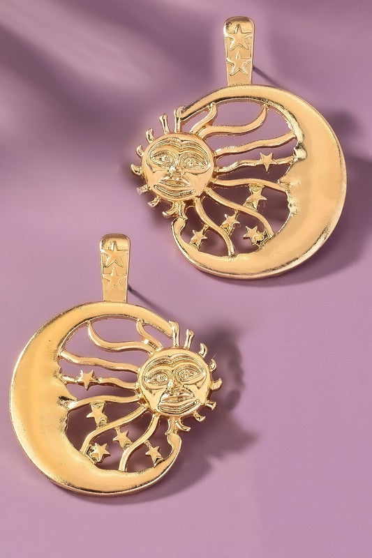 Crescent Sun Drop Earrings