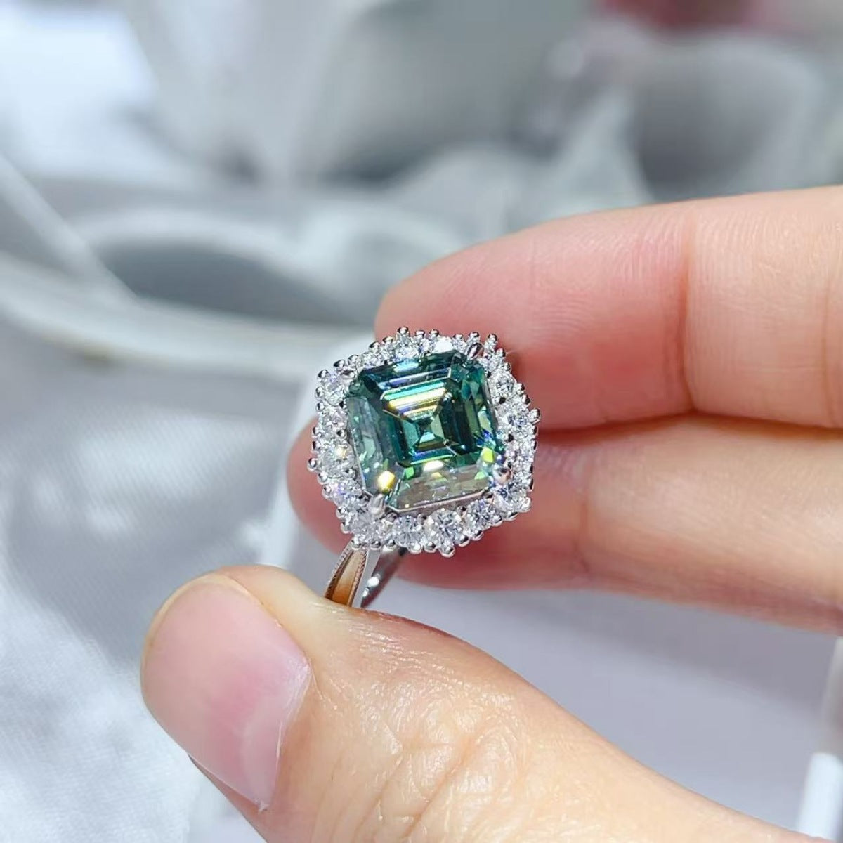 3 Carat Moissanite Sterling Silver Ring in Silver - women's ring