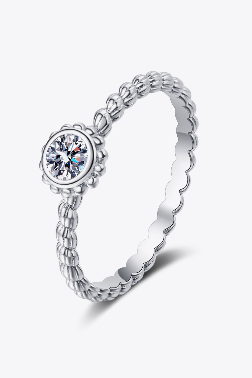 Moissanite Rhodium-Plated Ring in Silver - women's ring