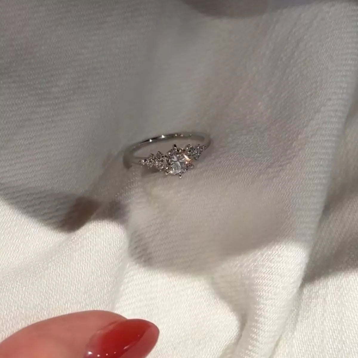 2 Carat Moissanite Sterling Silver Ring - alternate ring view