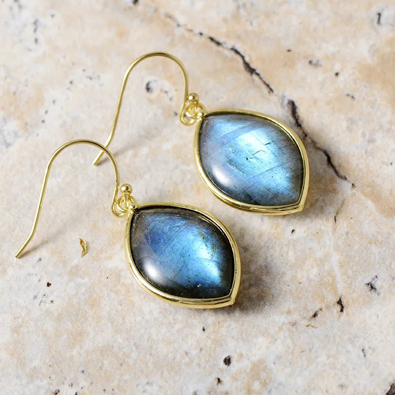 Copper Stone Teardrop Earrings in Light Green - women's drop earrings