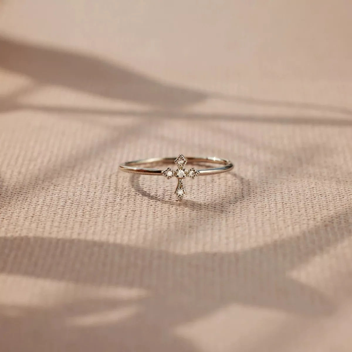 Sterling Silver Zircon Cross Ring in Silver - women's ring