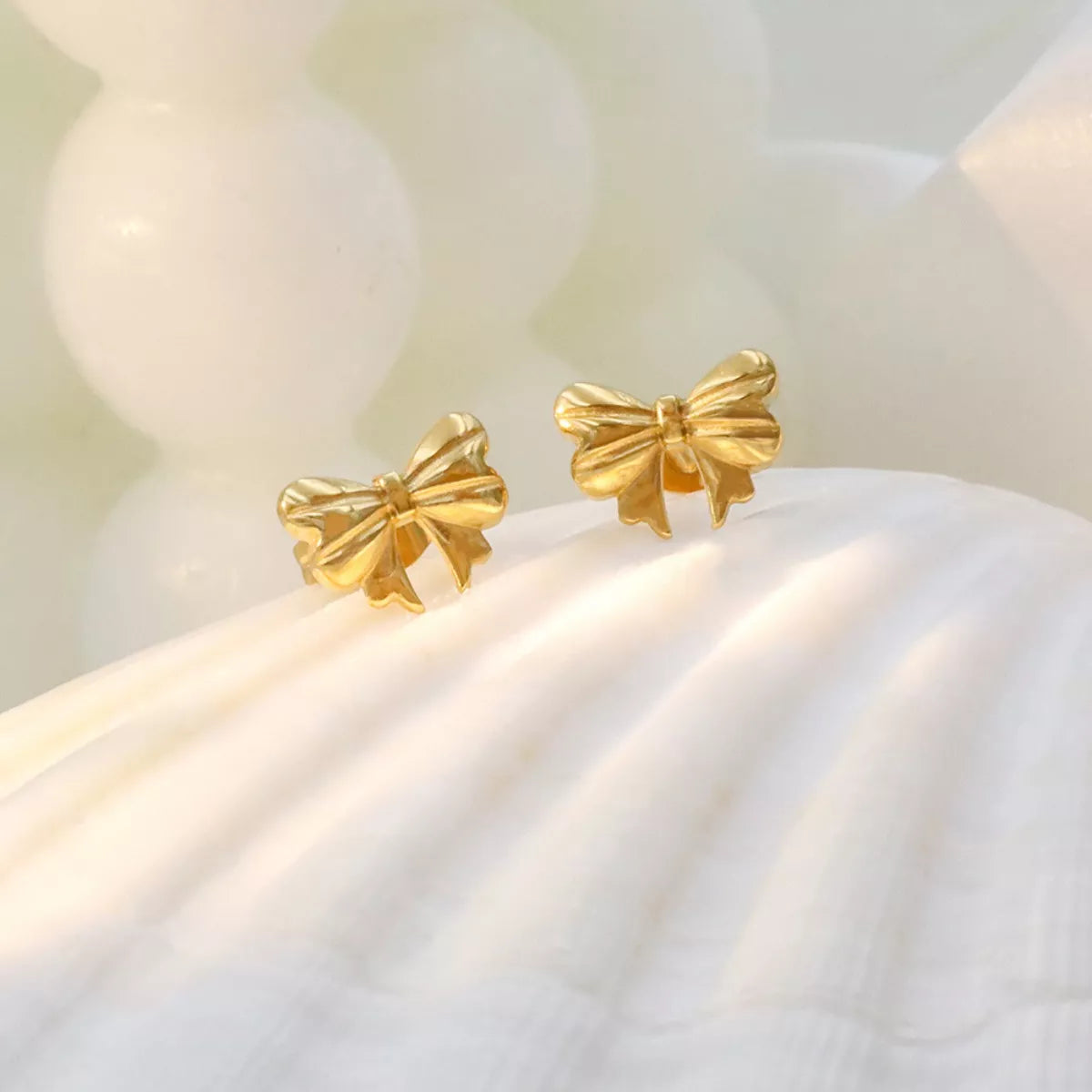18K Gold-Plated Bow Earrings in Gold - women's earrings