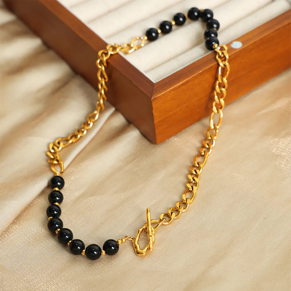 Bead Detail Chunky Chain Necklace - alternate necklace view