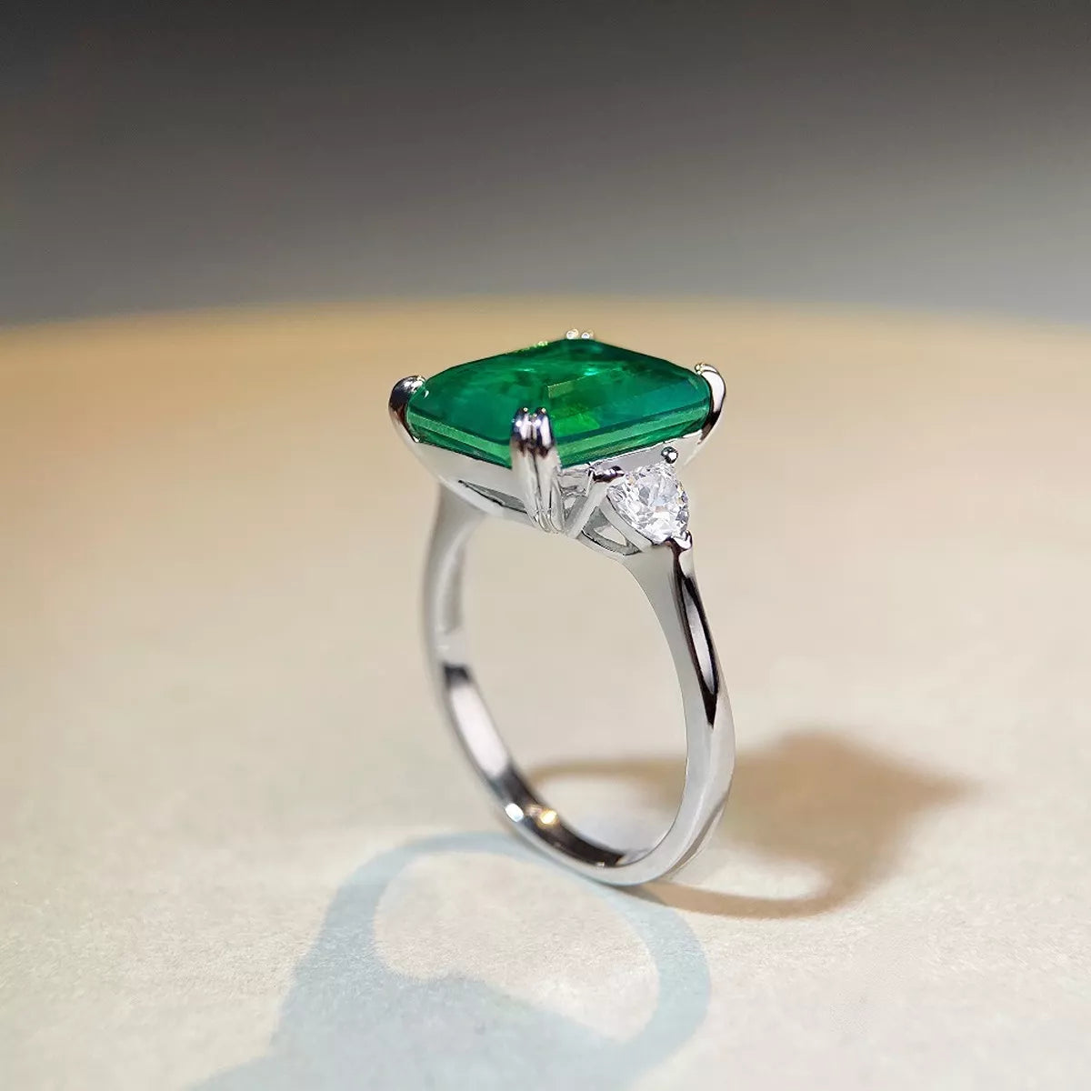 Sterling Silver Zircon Geometric Ring - alternate ring view