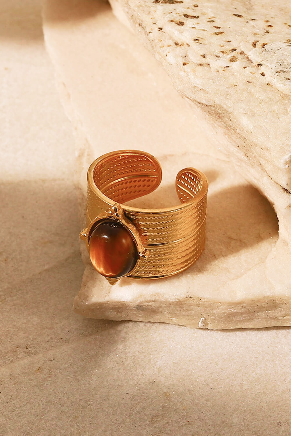 18K Gold-Plated Wide Open Ring - alternate ring view