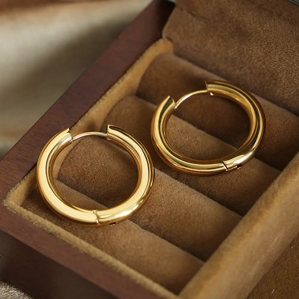 18K Gold-Plated Huggie Earrings - alternate earring view