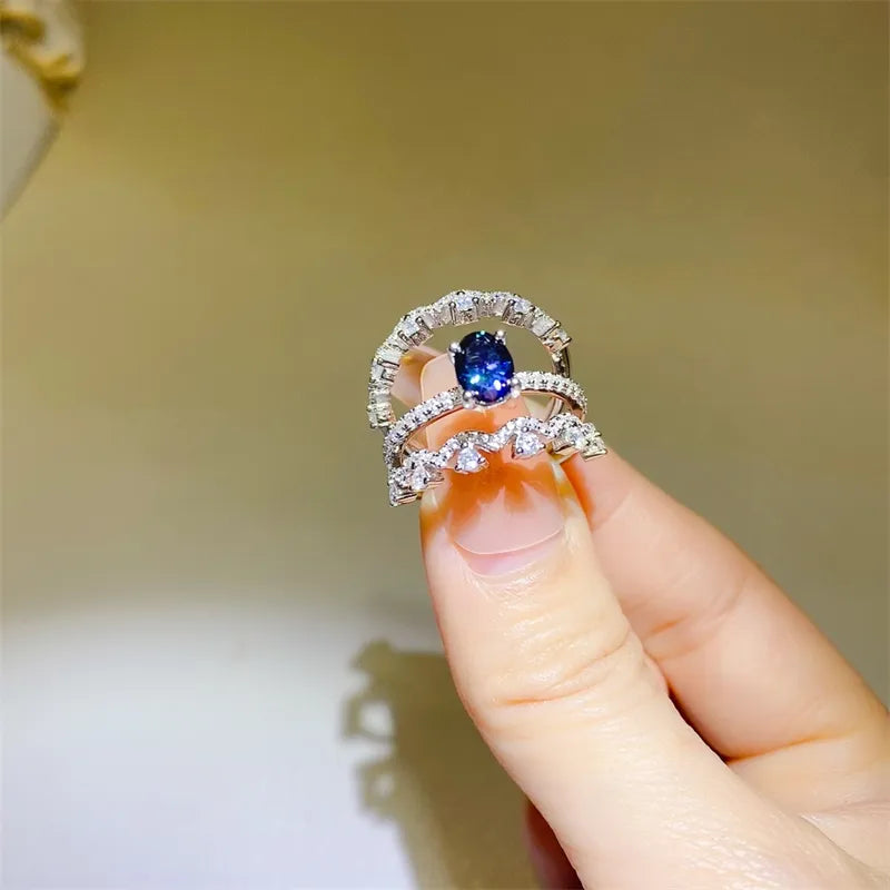 1 Carat Moissanite Sterling Silver Ring in Silver - women's ring