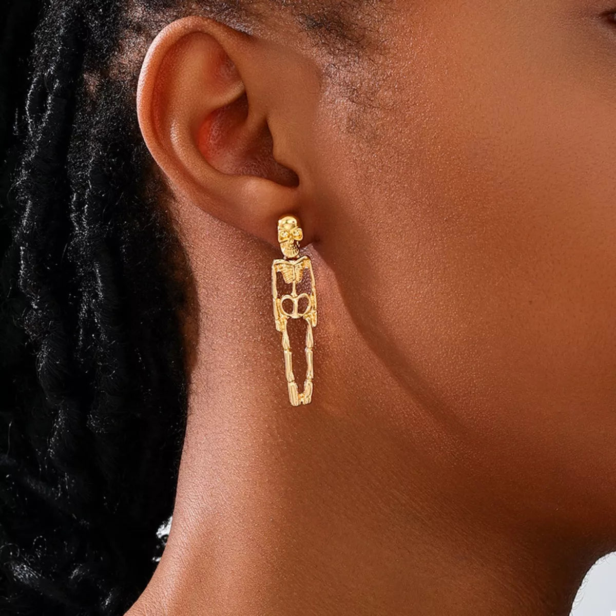 Halloween 18K Gold-Plated Skeleton Earrings in Gold - women's earrings