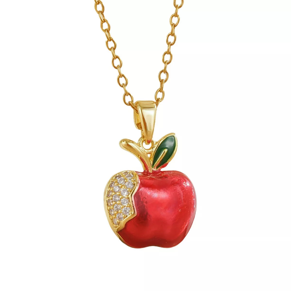 18K Gold-Plated Apple Necklace - alternate necklace view