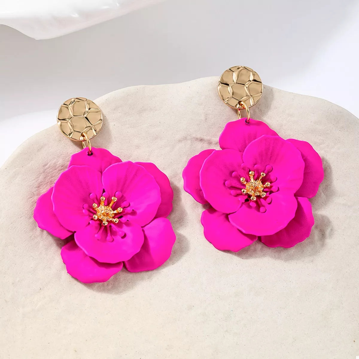 Floral Statement Drop Earrings with Gold Accent - alternate earring view