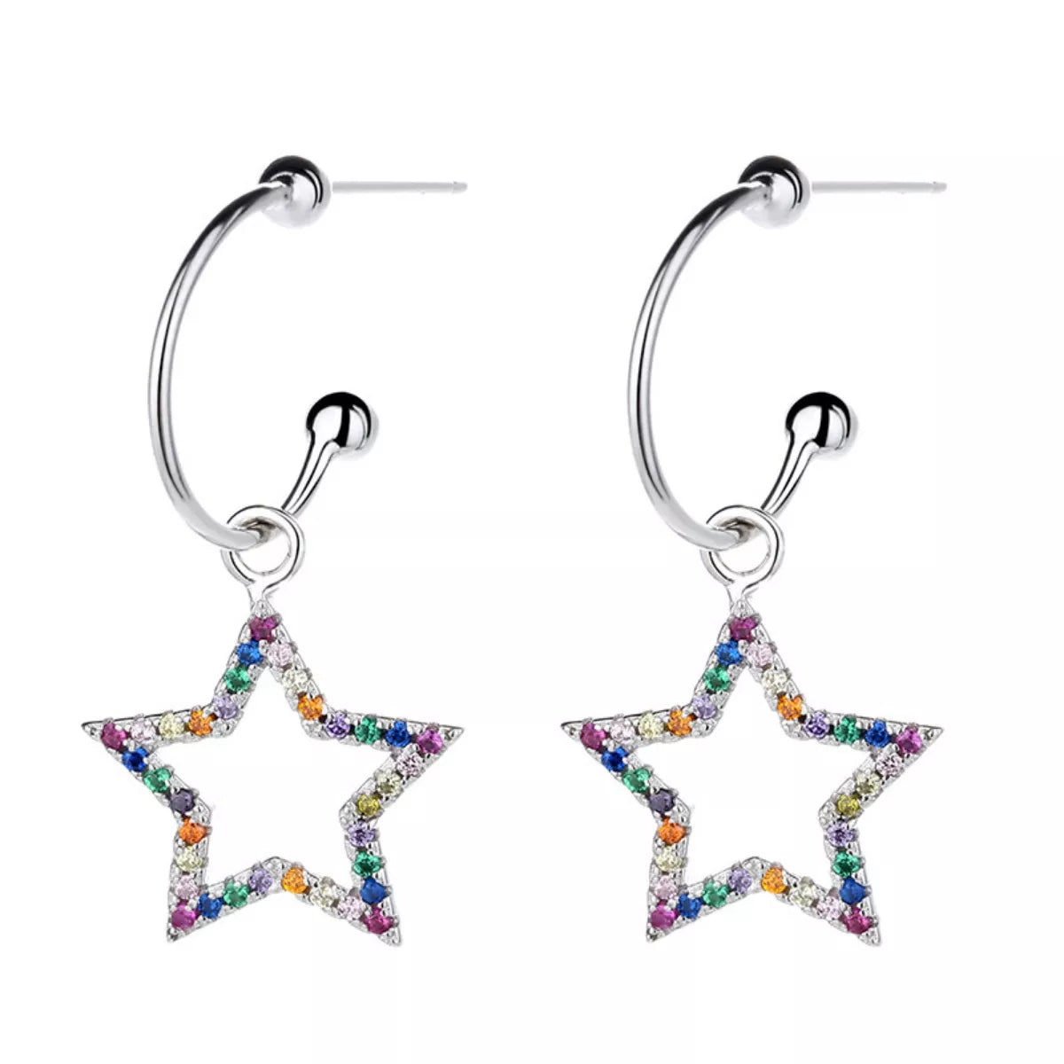 Star C-Hoop Dangle Earrings - alternate earring view
