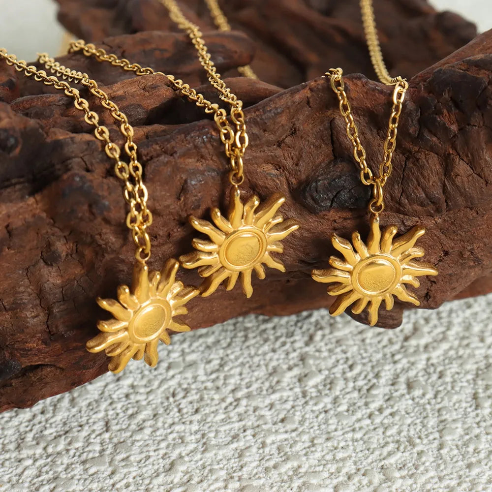 Titanium Steel Sun Shape Pendant Necklace - alternate necklace view