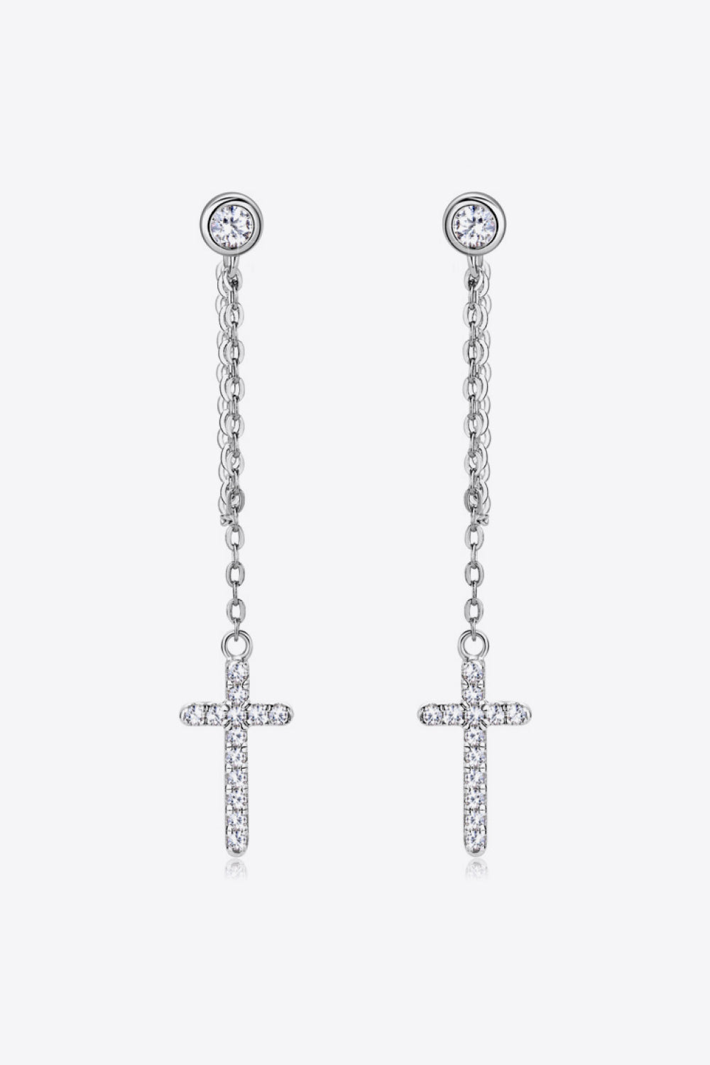 Moissanite Sterling Silver Cross Earrings in Gold - women's earrings