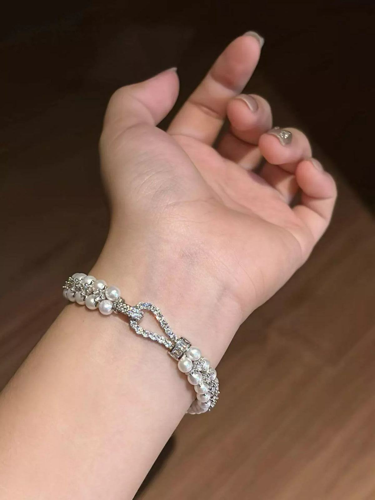 Pearl & Zircon Embellished Bracelet - alternate jewelry view