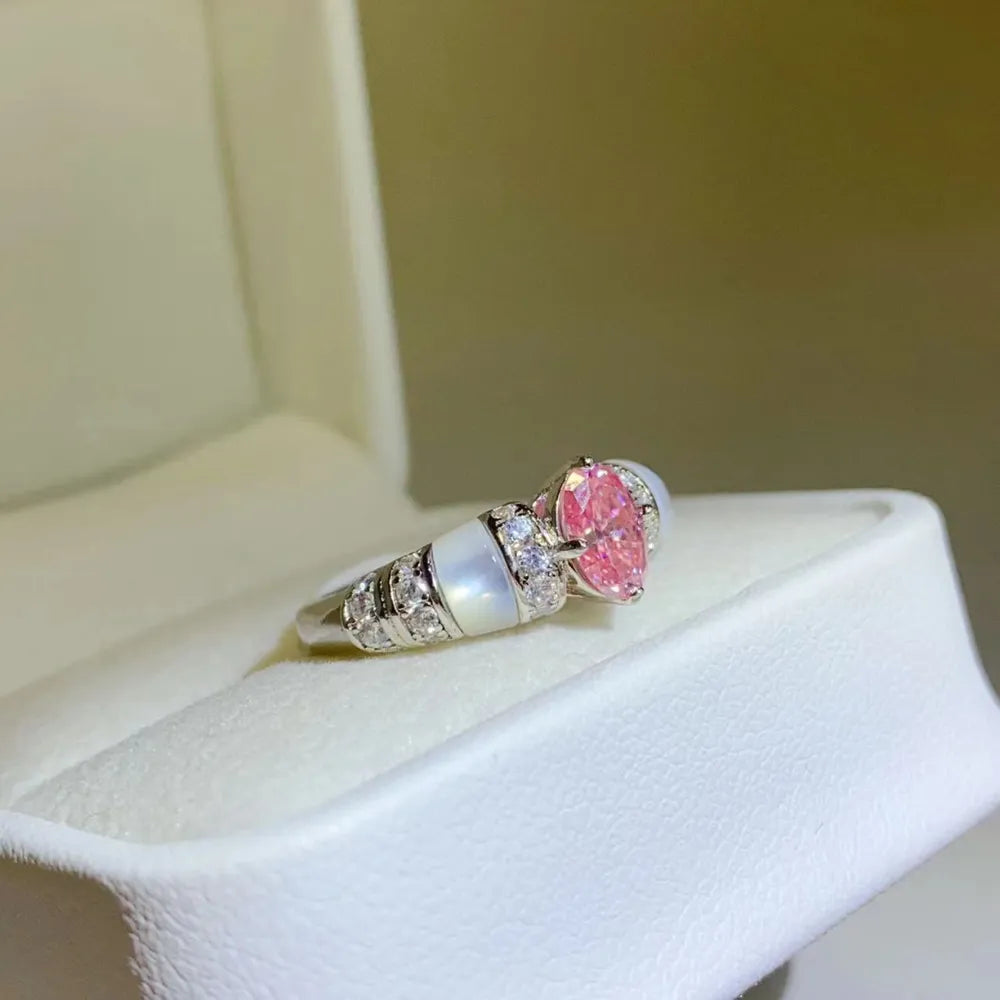 1 Carat Moissanite Sterling Silver Ring in Silver - women's ring