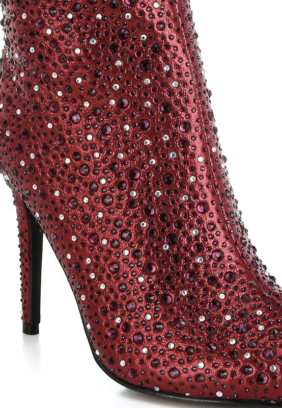 Rhinestones Stiletto Ankle Boots