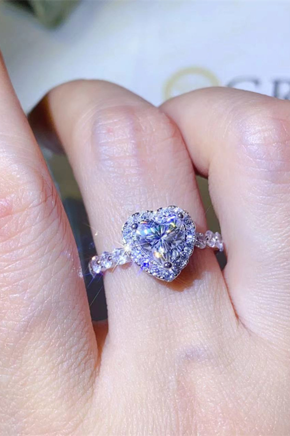 1 Carat Moissanite Heart Ring in White - women's ring