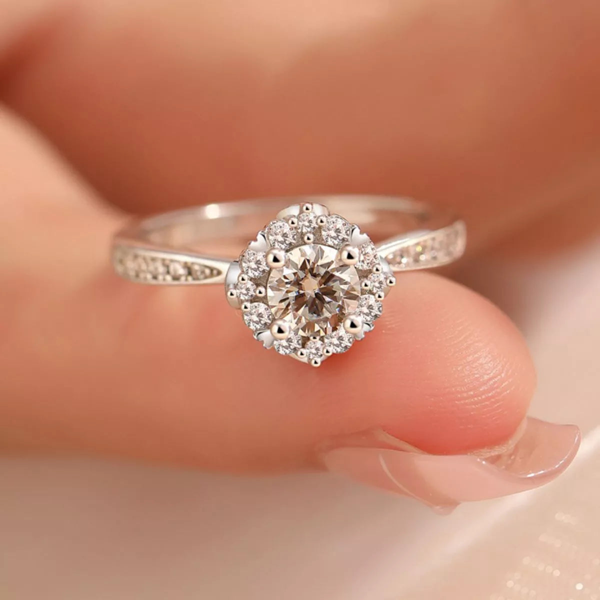 1 Carat Sterling Silver Moissanite Ring - alternate ring view