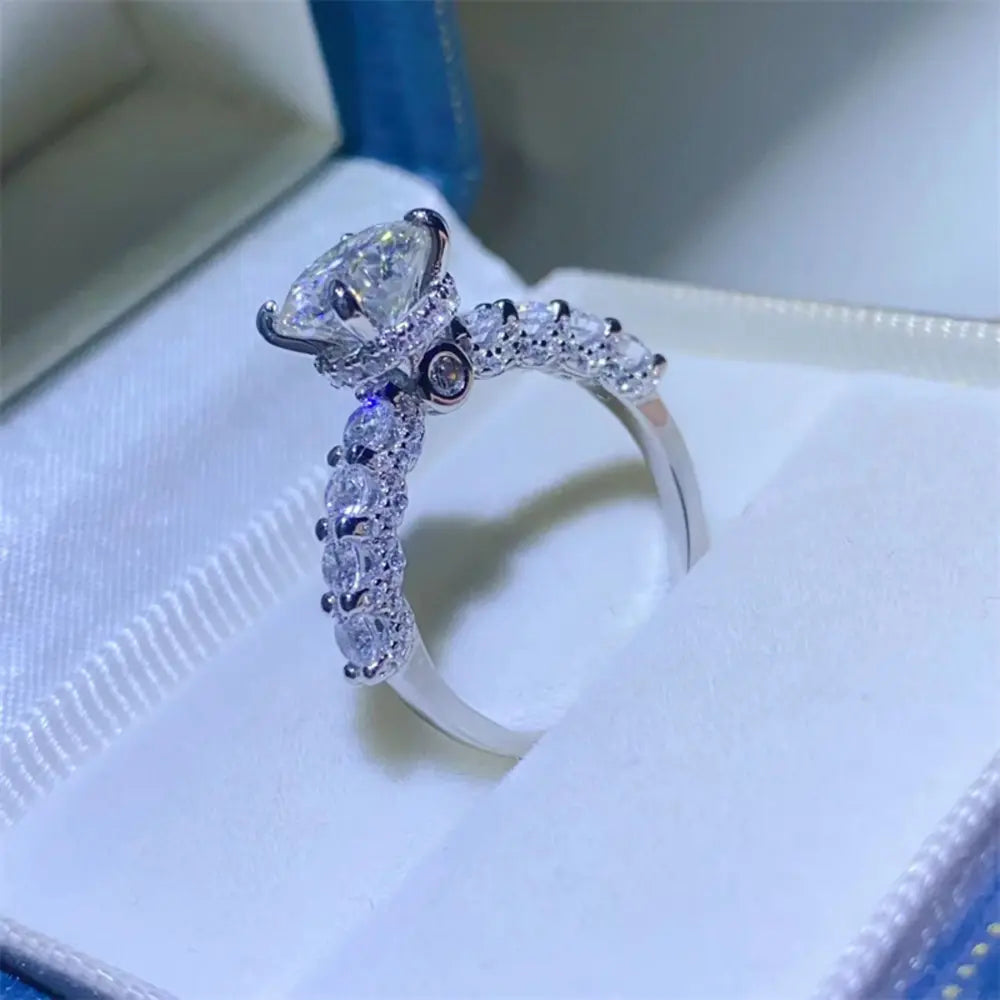 2 Carat Moissanite Sterling Silver Ring in Silver - women's ring