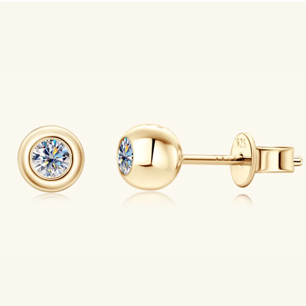Moissanite Sterling Silver Stud Earrings - alternate earring view