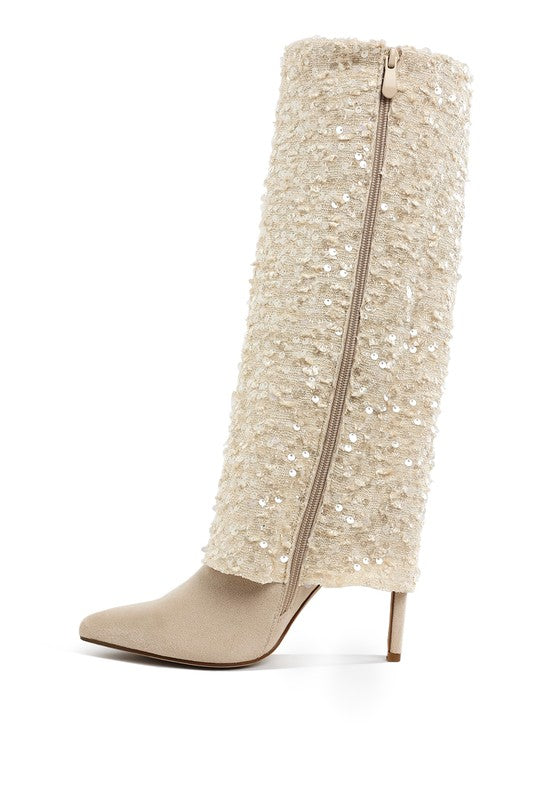 Sequinned Fold-Over Boots
