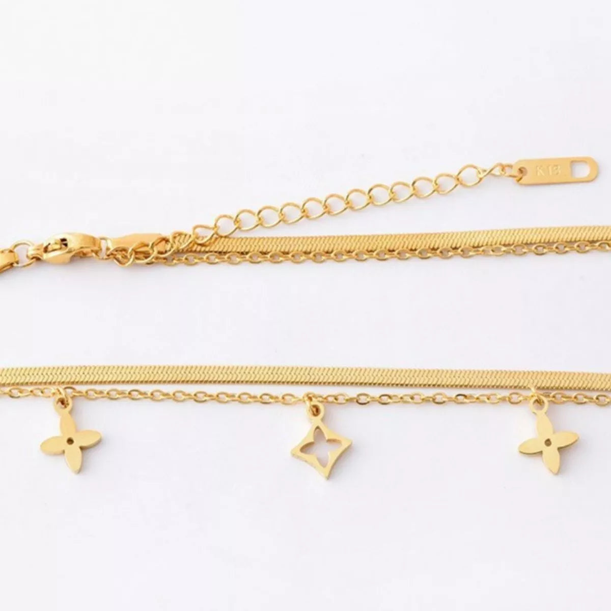 18K Gold-Plated Double Layered Charm Necklace - alternate necklace view