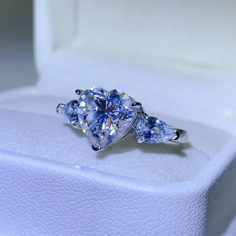 3 Carat Moissanite Sterling Silver Ring in Silver - women's ring