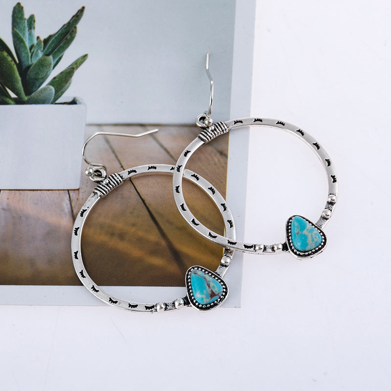 Artificial Turquoise Drop Earrings - alternate earring view