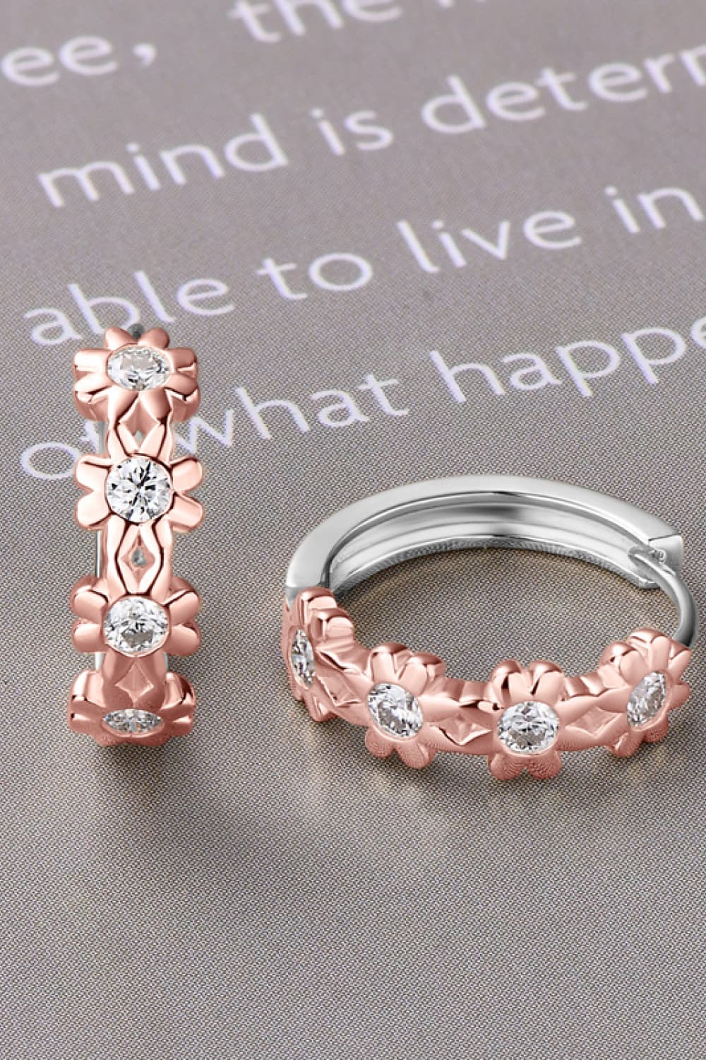 Moissanite Sterling Silver Huggie Earrings - alternate earring view