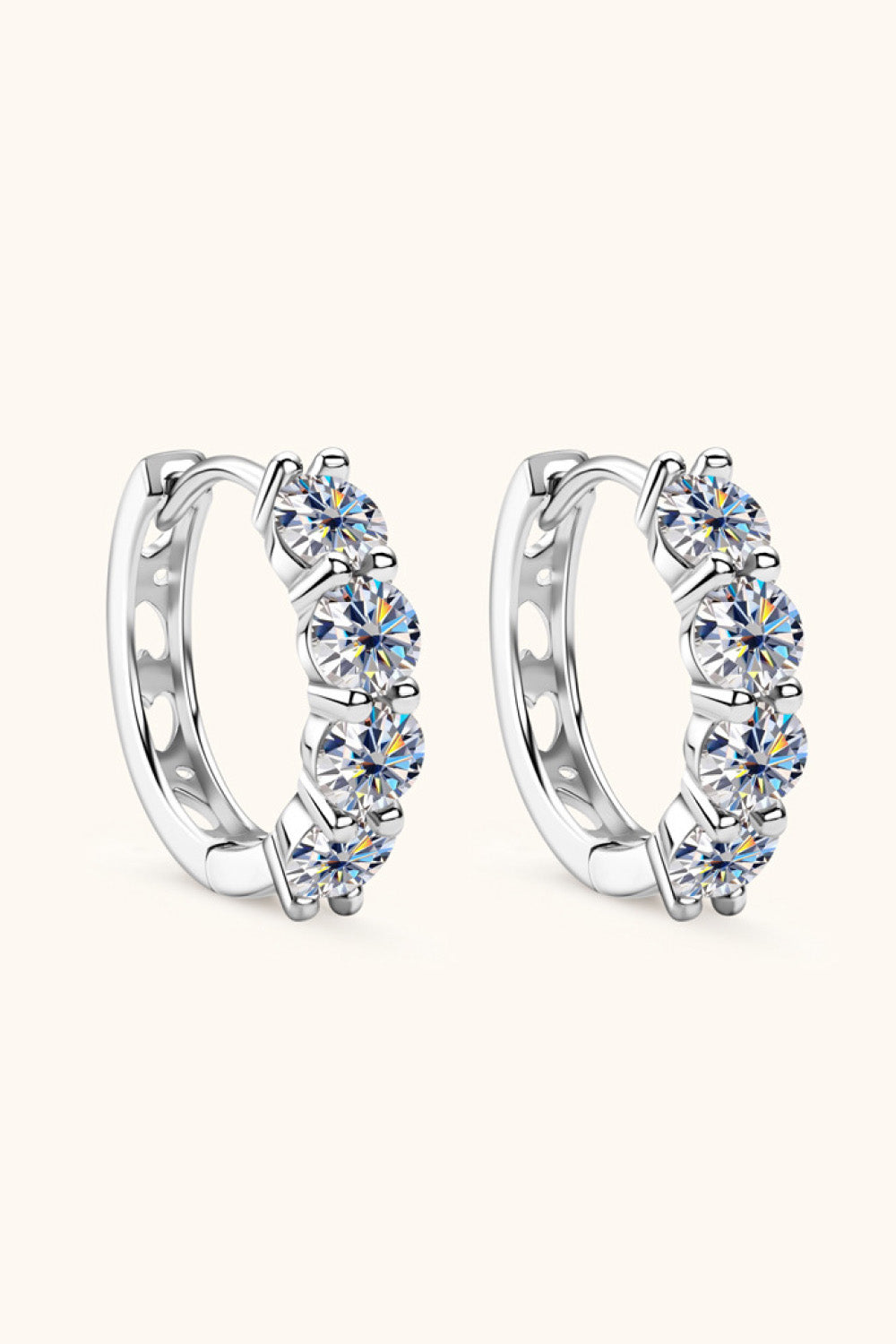 2.4 Carat Moissanite Huggie Earrings - alternate earring view